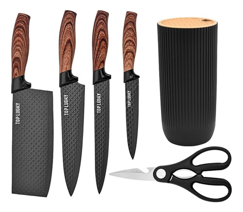 Set De Cuchillos 6 Piezas Con Bloque, Acero Inox Antióxido