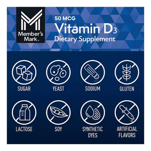Members Mark Vitamina D3 50 Mcg (2000 Iu) Con 400 Softgels