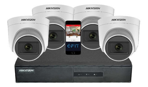 Camara Seguridad Kit Hikvision Dvr 4 Canales + 4 Domos 4k