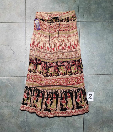 Pollera Falda Larga Bagru Hindú Estampado Talle Único Color
