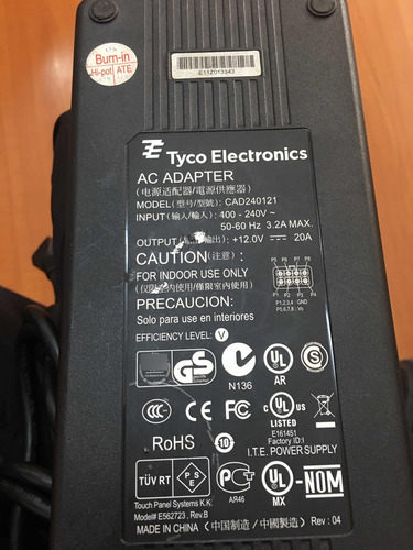 Adaptador Tyco Electronics De Corriente 12v 20ah