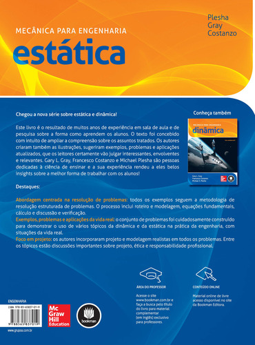 Mecânica Para Engenharia: Estática, De Michael E. Plesha., Vol. 1. Editorial Bookman, Capa Mole Em Português