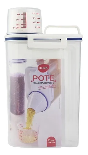 Pote Cereais Matinais Hermético Com Medidor Plástico 2l