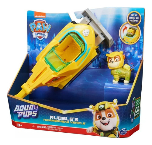 Paw Patrol Aqua Pups Rubble Con Vehiculo Figura 17776aru Ed