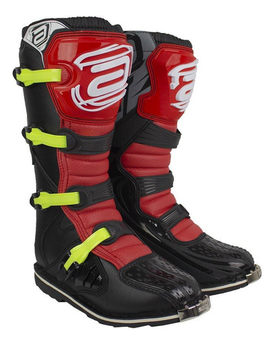 Bota Motocross Asw Preto Vermelho Amarelo Flu Tam 10 (41/42)