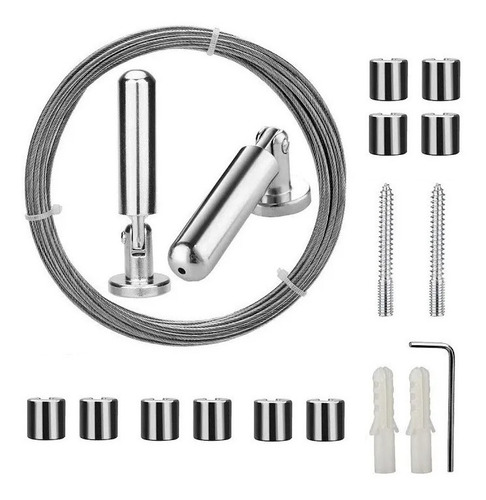 Kit Barral Tensor Cable Ac Inoxi Cortina Baño Brz 002