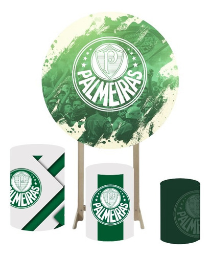 Painel Sublimado Redondo 1,5 + Trio Cilindro Tema Palmeiras