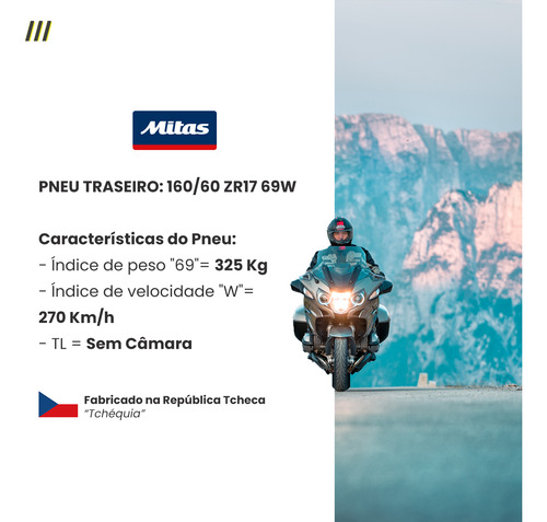 Pneu Traseiro 160/60-17 69w Tl Mitas Touring Force