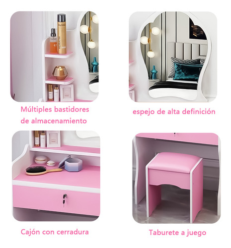 Multifuncional Tocador Vanity Con Espejo Y Cajón Recamara
