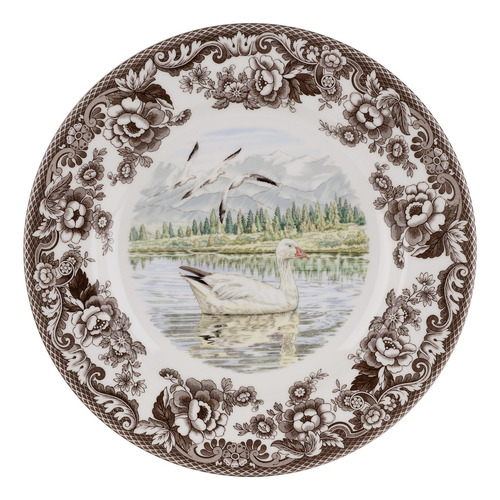 Spode Plato Cena Woodland Ganso Nieve