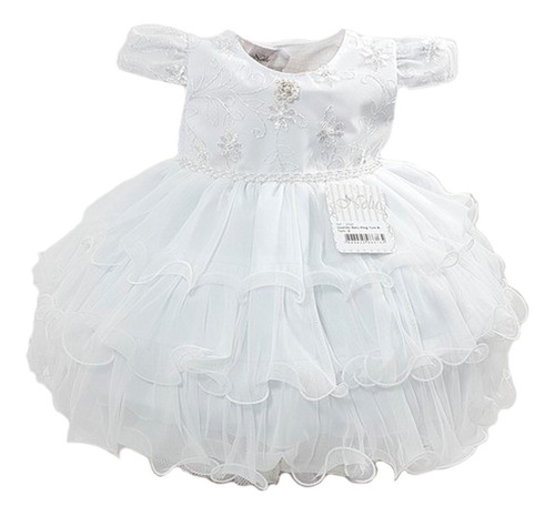 Vestido Infantil Menina Bebê Branco Batizado Strass P Ao G T