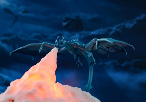Lámpara De Dragón De Fuego, Luz Nocturna Impresa En 3d, Luz