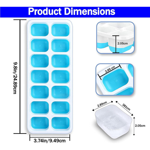 New Bandejas De Hielo 4pzas Silicona Flexible 14 Cubos Con