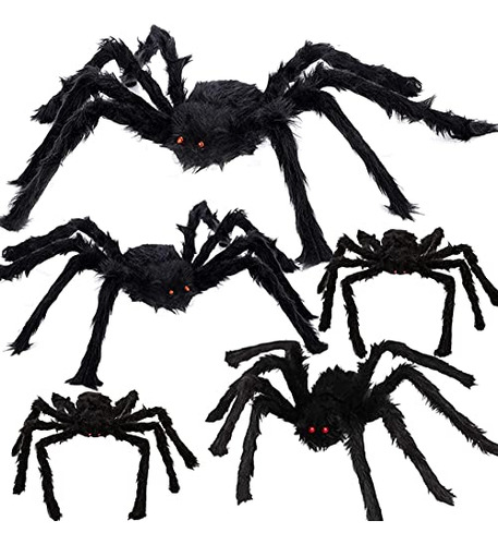 Halloween Spider Decorations, 5 Pack Realistic Hairy Sp...