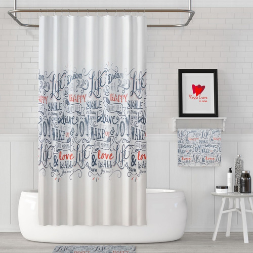 Imagen 2 de 6 de Cortina De Baño Impermeable Antihongos Amalfi