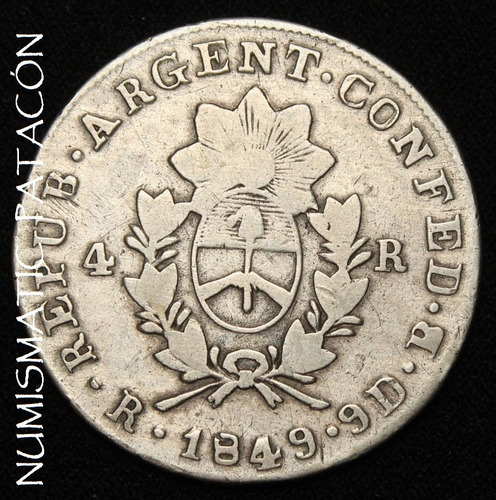 Moneda Argentina Provincia De La Rioja 4 Reales 1849 (Usado)