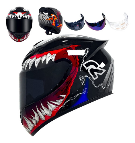 Htlnuzd Casco De Motocicleta De Cara Completa De Carreras De