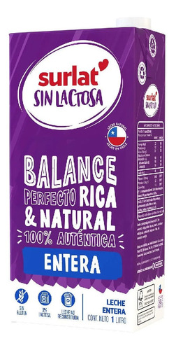 Leche Entera Surlat Sin Lactosa 1 L