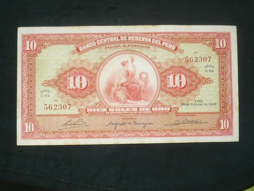 Billete De 10 Soles De Perú De 1965, Sin Circular De La Seri