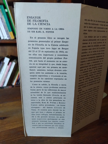 Ensayos De Filosofia De La Ciencia. En Torno A Karl Popper (Usado)