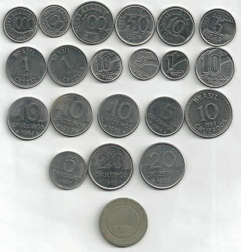 5, 10, 50 E 100 Cruzeiros Reais + 5 Centavos 1969 +15 Moedas