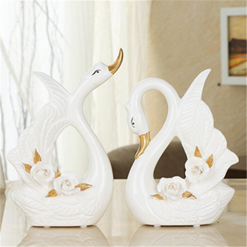 2 Piezas Pareja Estatuas De Cisne Figuras De Cisne Adornado