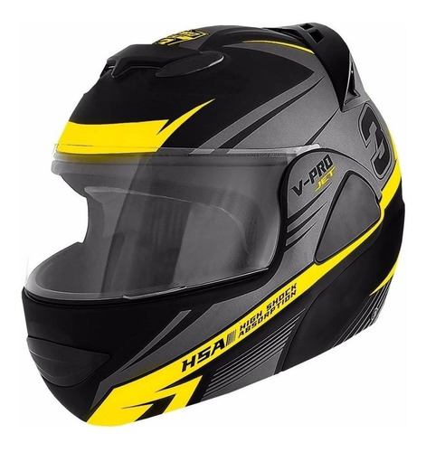 Capacete Moto Escamoteável Pro Tork V-pro Jet 3 Robocop Top Cor Preto/Amarelo Tamanho do capacete 62