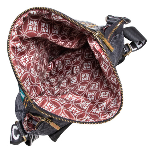 Bolsa Mensajera Nicole Lee Mezclilla Estampada Akiko Fw24 Acabado de los herrajes Níquel Color Akiko La Belleza