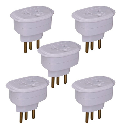 Daneva Kit 5 Adaptadores Universal 10a 250v Branco 2p+t