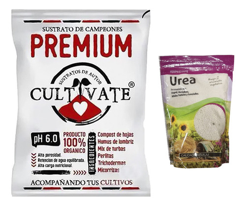 Sustrato Cultivate Premium 25lts Fetilizante Urea Lj 500gr