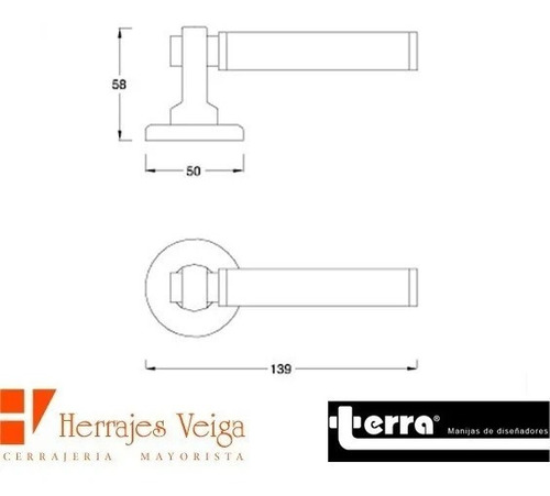 Imagen 2 de 6 de Manija Puerta Tyl Terra Doble Acero Con Cromo Y Bocallaves**
