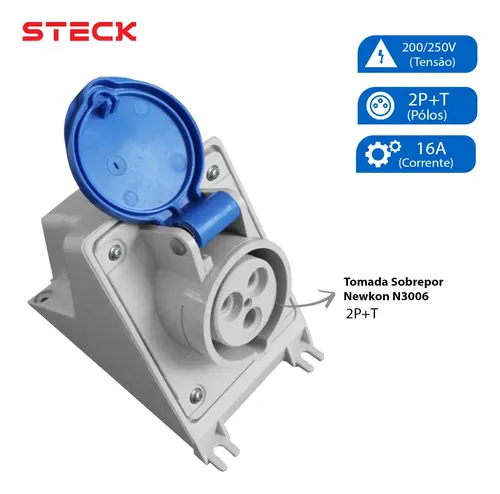 Kit Tomada Sobrepor N3006 + Plug N3076 3p 16a 250v 6h Steck