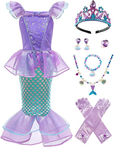 Traje De Sirena Para Niñas Princesa De Halloween Dress...