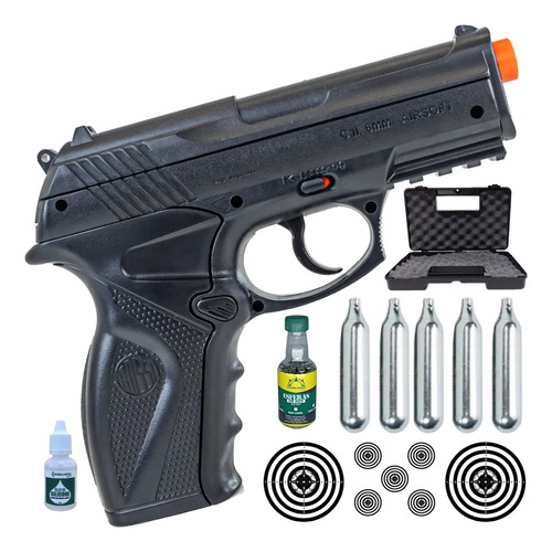 Pistola Pressão C11 Co2 Rossi 6,0mm Airgun Completa Preta