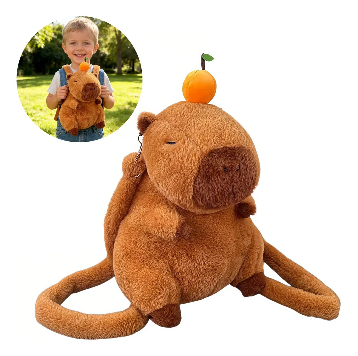 Mochila Capibara Mochila de pelúcia Carpicho Capybara Mochila de pelúcia laranja de 35 cm Mochila infantil