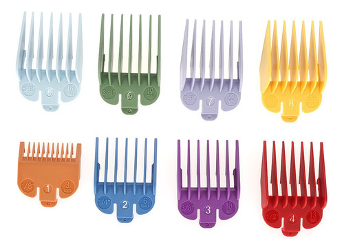 8 Tamaños Cortador De Pelo Guía Peine Set Rainbow Color Clipper Repuestos Accesorios De Corte De Pelo Se Adapta A La Mayoría De Los Recortadores De Pelo Wahl De Tamaño Completo