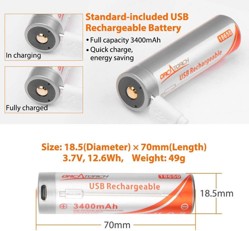 Linterna Led De Buceo Orcatorch D530, 1300lm, Recargable