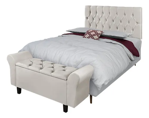 comprar Cabeceira E Recamier Baú Casal Lara Estofada 1,40cm Moderna comprar Cabeceira E Recamier Baú Casal Lara Estofada 1,40cm Moderna