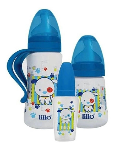 Kit Mamadeira Design Lillo 3 Pçs 50/180/300ml Azul - Lillo