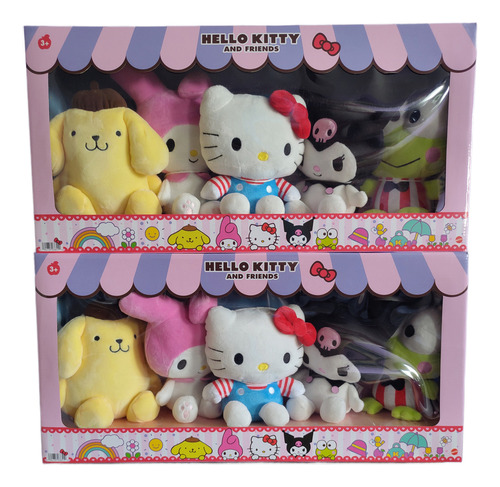 Hello Kitty Set De 5 Peluches Blanco