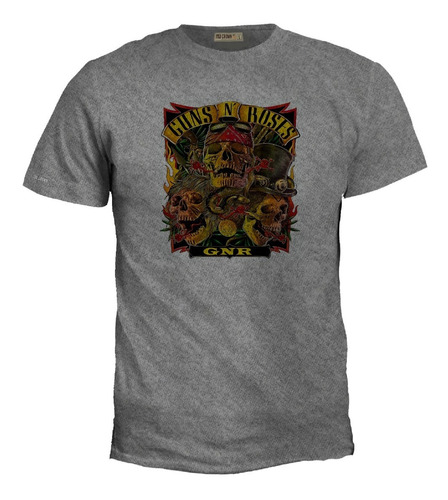 Camiseta Estampada Guns N Roses Calavera Plantas Rock Igk