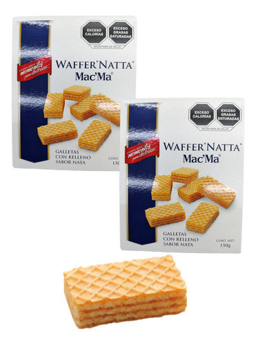 Galleta Waffer Natta 3 Caja De 150g C/u Relleno Nata Mac Ma