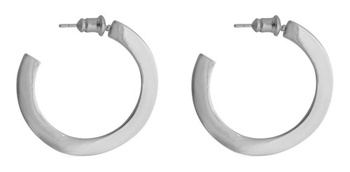 Aros Argollas Planas 30mm Bañadas En Oro Blanco Boaz Joyas