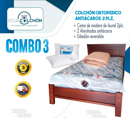 Cama + Colchon 2 Plz O Base Somier + Edredón + Almohadas