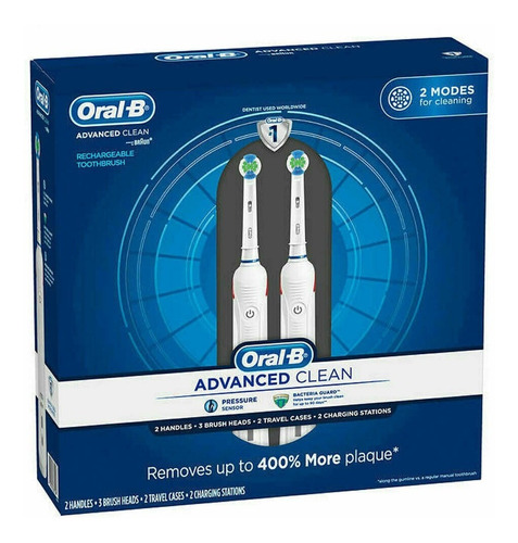 Imagen 2 de 2 de Paquete 2 Cepillos De Dientes Oral B Advanced Clean De Viaje