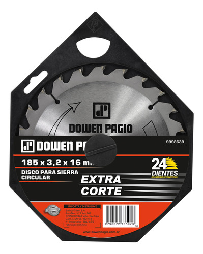 Disco Sierra Circular 250mm 40 Dientes Dowen Pagio 9998656