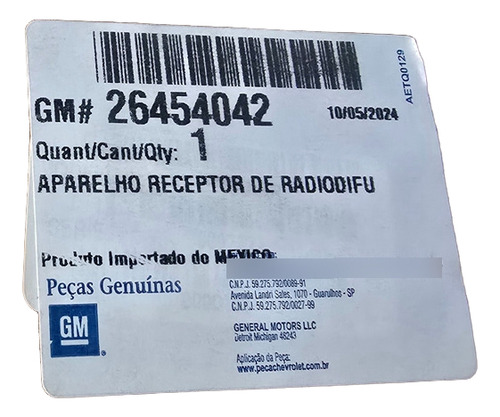 Central Multimidia Onix Nova Original Gm 26454042 Preto