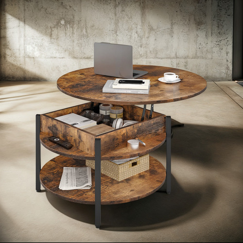 Mesa Elevable De Almacenamiento Y Compartimento Oculto Marró