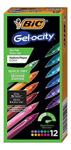 Plumas Bic Gelocity De Secado Rapido Gel Retractil 12 Piezas
