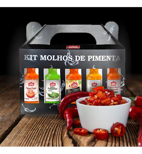 Kit 5 Molhos Pimenta Picante Nosso Tempero Presente Gourmet